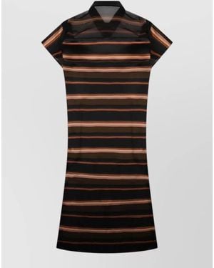 Sacai Striped Midi Dress - Black