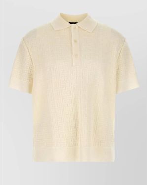 Brioni Asolo Polo Shirt Ribbed Collar Short Sleeves - Natural
