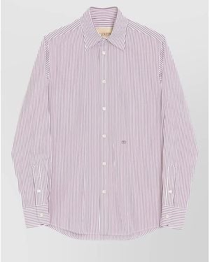 Valentino Garavani Cotton Poplin Striped Shirt Vlogo Embroidery - Pink