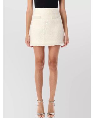 Self-Portrait Bouclé Beaded Mini Skirt - White