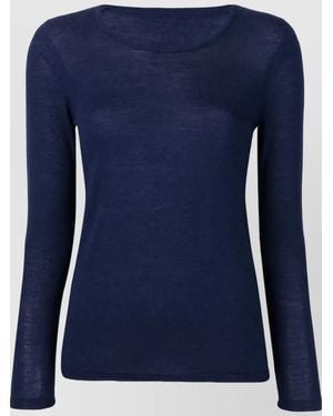 LA ROSE Merino Wool Slim-Fit Long-Sleeve Pullover - Blue
