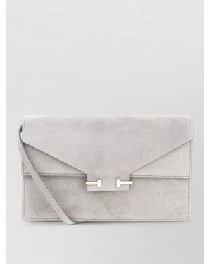 Tom Ford Suede Envelope Crossbody Bag Detachable Strap - Grey