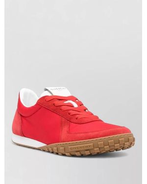 Givenchy Round Toe Low Top Suede Panel Trainers - Red