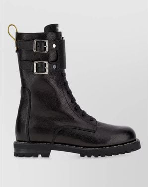 Fendi Leather Lace-Up Boots - Black