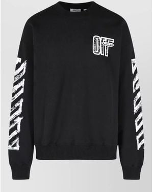 Off-White c/o Virgil Abloh Motion Arrow Cotton Sweatshirt Crew Neck - Black