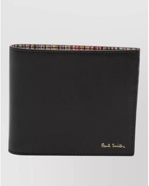 Paul Smith Leather Bifold Wallet Horizontal Folding Design - Black