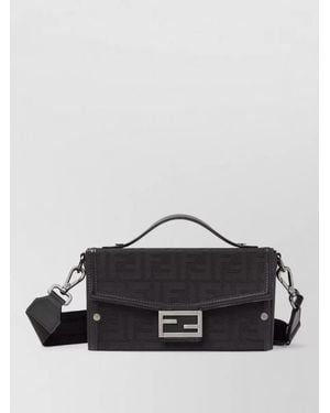 Fendi Soft Baguette Nylon Monogram Bag Shoulder - Black