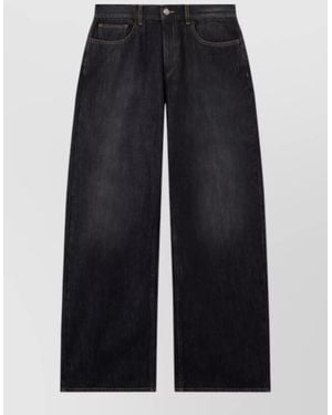 Palm Angels Curved Logo Loose Denim Five Pocket - Blue