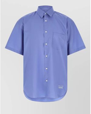 Comme des Garçons Shirt Logo Embroidery Button Down Collar - Blue