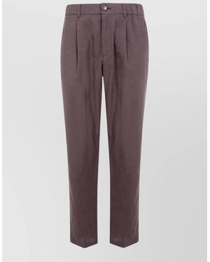 Herno Tailored Pants Pleated Front Belt Loops - Purple