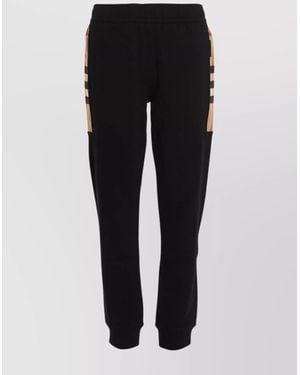 Burberry Sweatpants With Side Stripes And Cuffs - Black