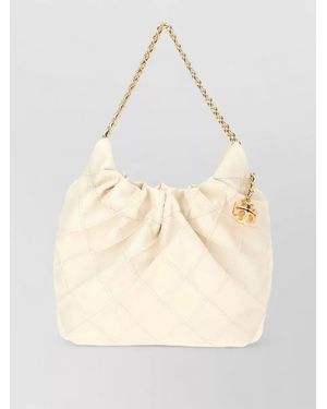 Tory Burch Nappa Leather Fleming Mini Bucket Bag - Natural