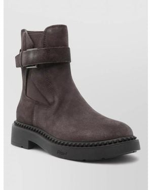 Ash Ankle Boots Block Heel Round Toe - Black