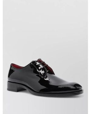 Christian Louboutin Chambeliss Round Toe Patent Leather Derbies - Black