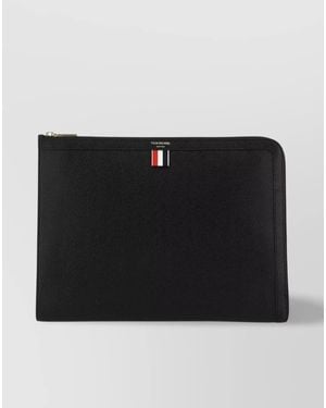 Thom Browne Pebbled Leather Clutch Bag - Black