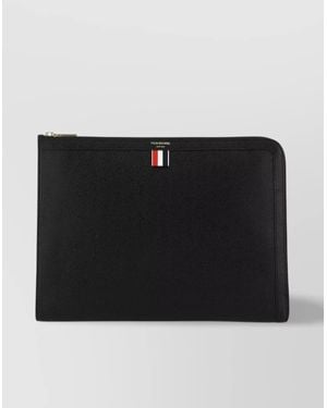 Thom Browne Pebbled Leather Clutch Bag - Black