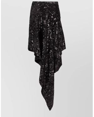 Niccolò Pasqualetti Cascata Skirt Floral Sequin Embroidered Velvet - Black