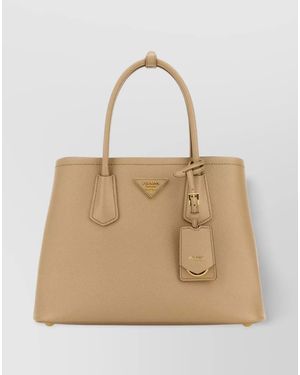 Prada Small Calf Leather Shoulder Bag - Natural