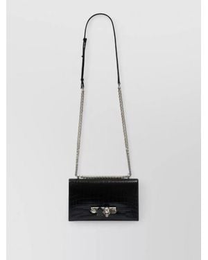McQueen Jewelled Leather Satchel Crossbody Bag - White