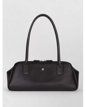 Courreges Shoulder Bag Nylon Silk Top Handles - Black