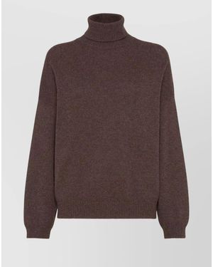 Brunello Cucinelli Cashmere Ribbed Cuffs Turtleneck Jumper - Brown