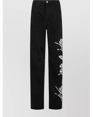 Ermanno Scervino Relaxed Fit Denim Trousers Floral Embroidery - Black