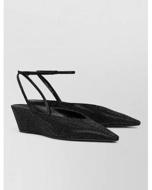 Tory Burch Suede Pave Wedge Sandals - Black