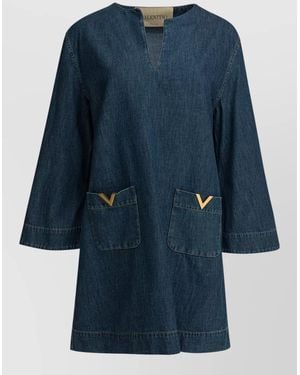 Valentino Garavani Denim Mini Dress - Blue