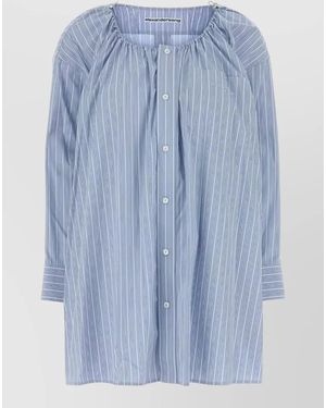 Alexander Wang Poplin Shirt Dress Embroidery Long Sleeves - Blue