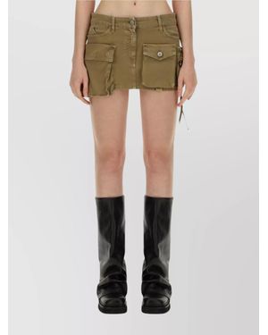 The Attico Cotton Mini Cargo Skirt - Green