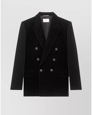 Saint Laurent Velvet Double-Breasted Blazer - Black