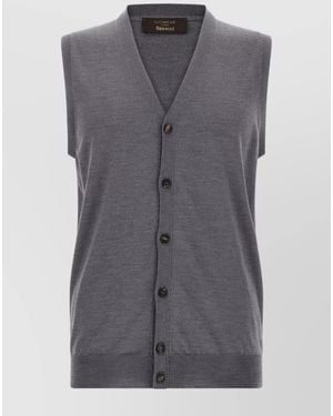 Zanone Knit Sleeveless Vest V-Neckline - Grey