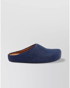 Marni Faux Fur Flat Sole Slippers - Blue
