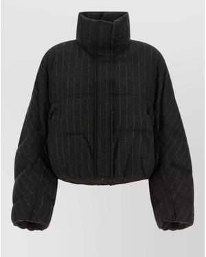 Brunello Cucinelli Pinstripe Sequin Cropped Down Jacket - Black