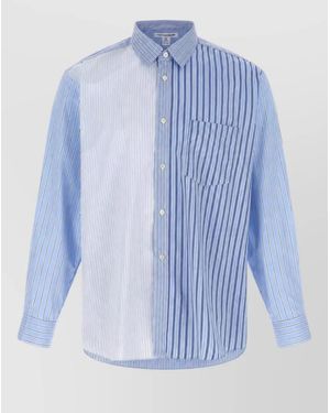 Comme des Garçons Striped Patchwork Shirt - Blue