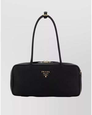 Prada Na Leather Shoulder Bag - Black