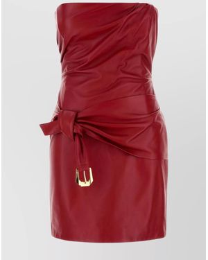 Versace Leather Strapless Mini Dress - Red