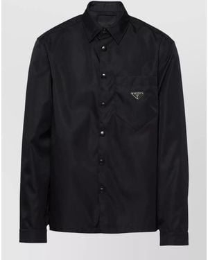 Prada Regenerated Nylon Shirt Contemporary Fit Long Sleeves - Blue