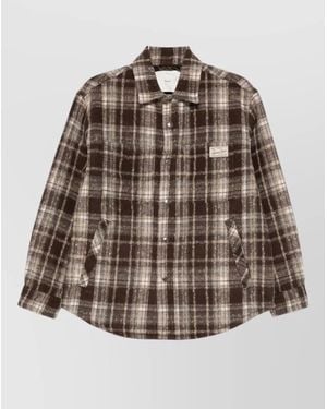 DUNST Checked Shirt Collared Neck Chest Pocket - Brown
