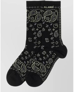 Alanui Bandana Paisley Ankle Socks Ribbed Texture - Black