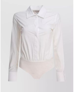 Max Mara Collared Bodysuit With Cuffed Long Sleeves - White