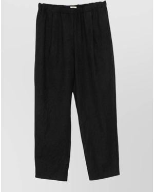 Apuntob Virgin Wool Crinkled Drawstring Trousers - Black