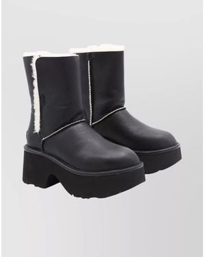 UGG Stylish Platform Ankle Boots With Round Toe - Black