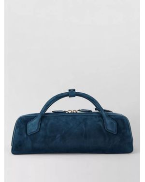 Alaïa Le Teckel Suede Clutch Bag - Blue