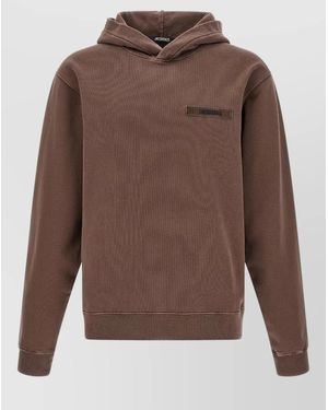 Jacquemus Ribbed Cotton Hoodie - Brown