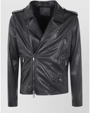 Giorgio Brato Leather Biker Jacket - Black