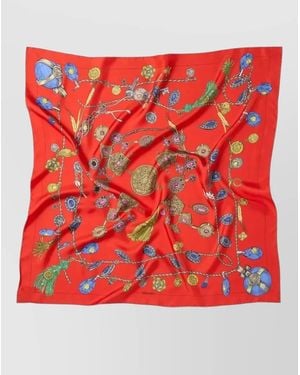 Versace Silk Twill Scarf Bio Print Broken Jewels - Red