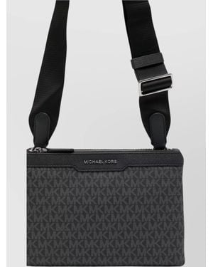 Michael Kors Logo Patterned Crossbody Bag Hudson - Black