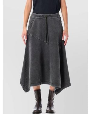 Our Legacy Cotton Panelled Asymmetric Midi Skirt - Black