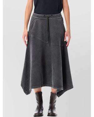 Our Legacy Cotton Panelled Asymmetric Midi Skirt - Black
